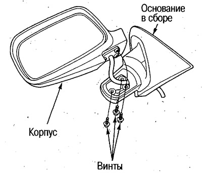 3. Открутите 3 винта и отделите основание зеркала…
