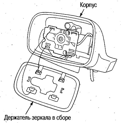 4. Снимите держатель зеркала с корпуса.