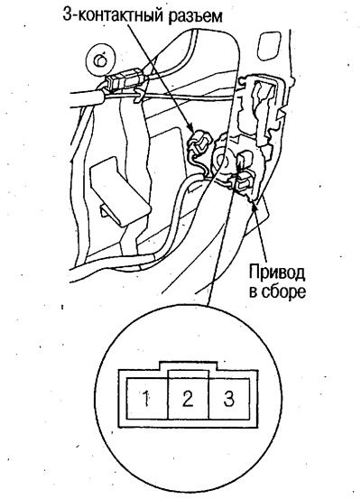 2. Отсоедините 3-контактный разъем от привода…