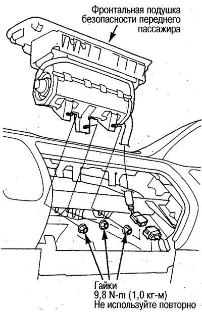 4. Remove the airbag from the instrument panel.