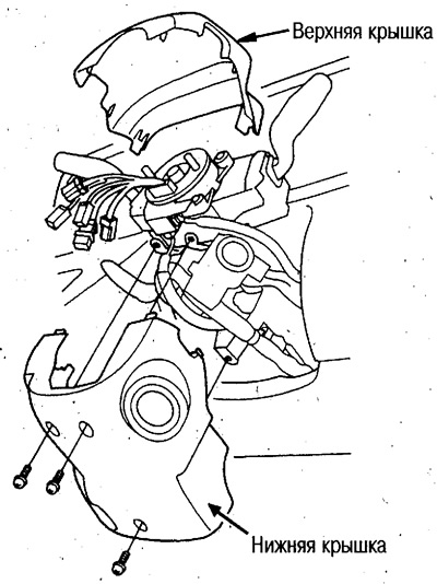 5. Снимите верхнюю и нижнюю крышки рулевой…