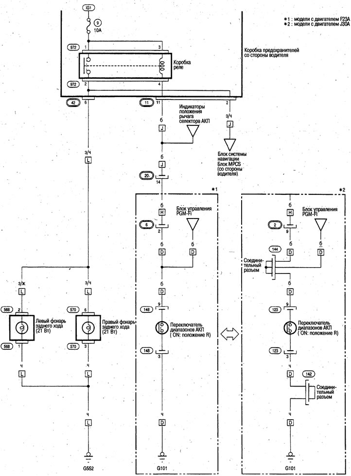 Фонари заднего хода