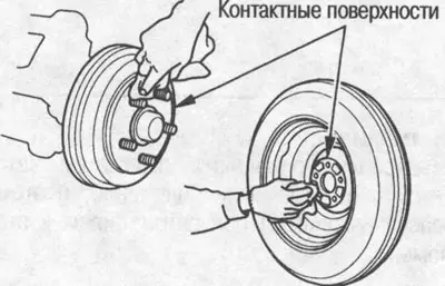 2. Избършете контактните повърхности на главината…