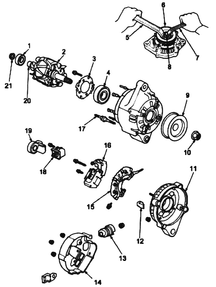 1. задний подшипник; 2. ротор; 3. изолятор…