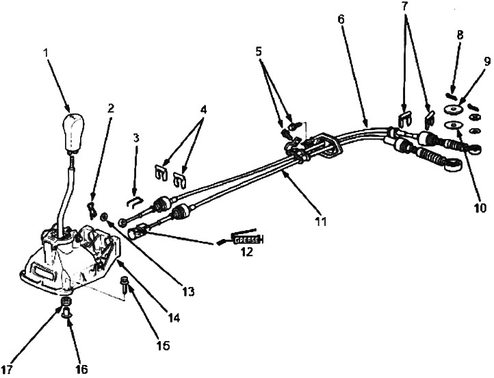 1. MÂNĂ SCHIMBĂTOR DE viteze, 8 Nm (0,8 kgf/m)