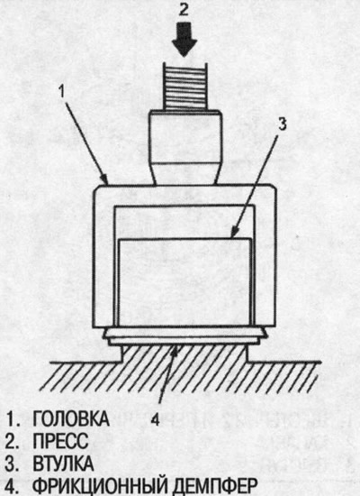 4. Press the friction damper out of the bushing…