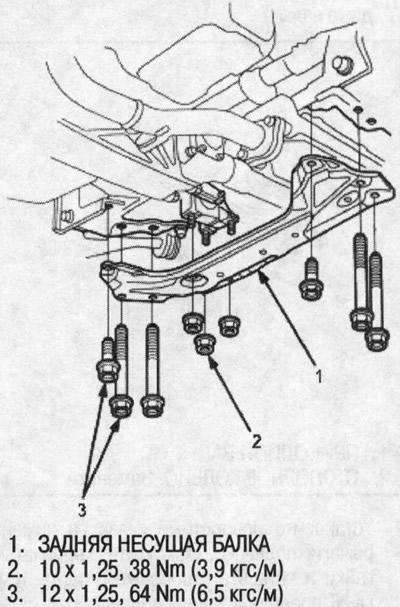 13. Установите заднюю балку.
