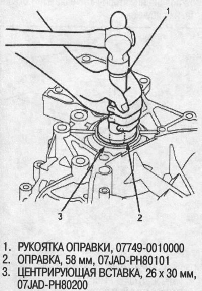 2. При помощи специнструмента запрессуйте сальник…