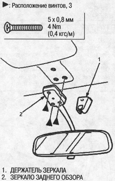 3. Открутите винты, затем снимите зеркало заднего…