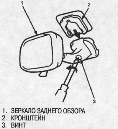 2. Ослабьте винты, затем сдвиньте зеркало заднего…